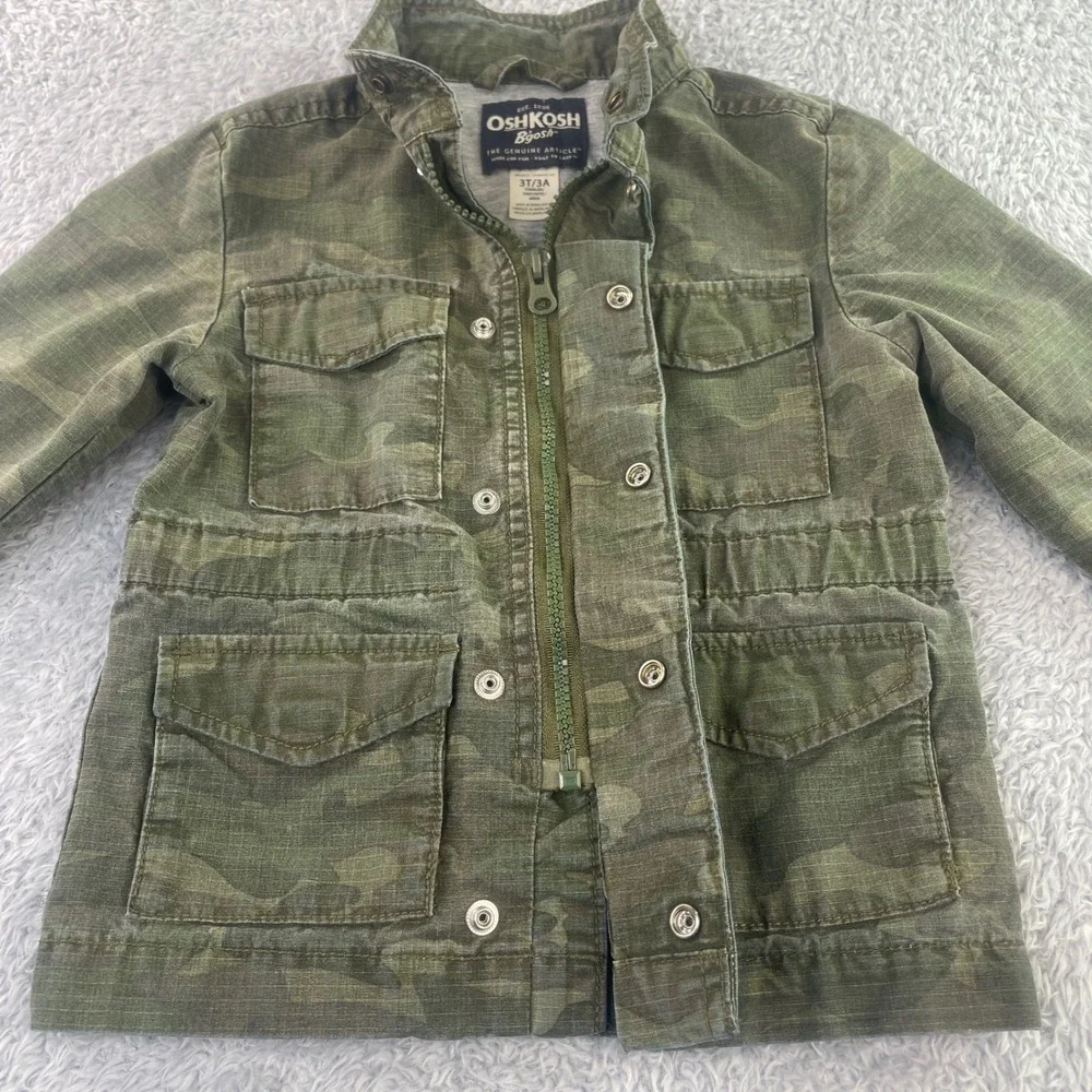 OshKosh Camo Field Jacket Toddler 3T Green Utility Military Coat